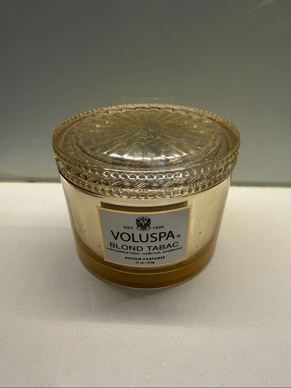 Voluspa Blond Tabac Decorative Gold Glass Candle Jar